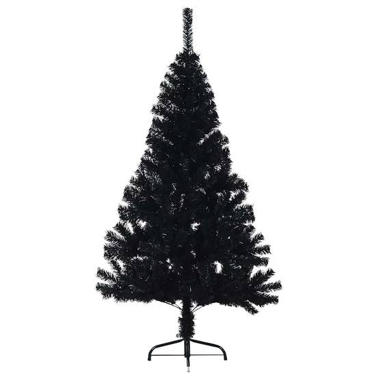 Demi sapin de Noël, Arbre de Noël artificiel avec support Noir 150 cm PVC u887q - Image 4