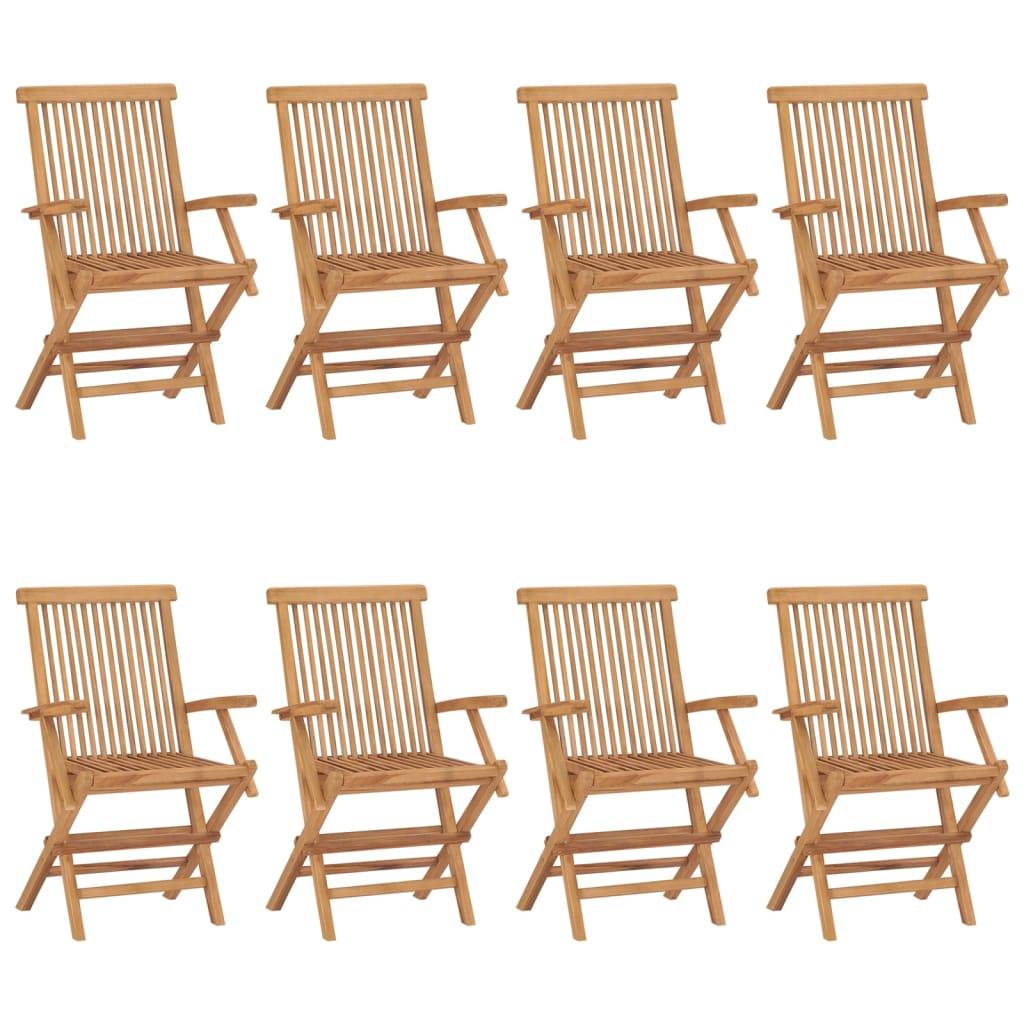 Chaises de jardin en teck massif avec coussins gris 55 x 60 x 89 cm (lot de 8) - PANGIVO - Image 2
