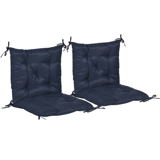 ComfortXL - Lot de 2 coussins de chaise polyester 98 x 50 x 8 cm bleu foncé intérieur extérieur avec liens de fixation - Image 10