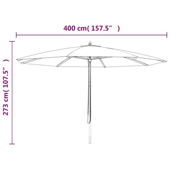 Parasol de jardin bois taupe 400 x 400 x 273 cm - PANGIVO - Image 8