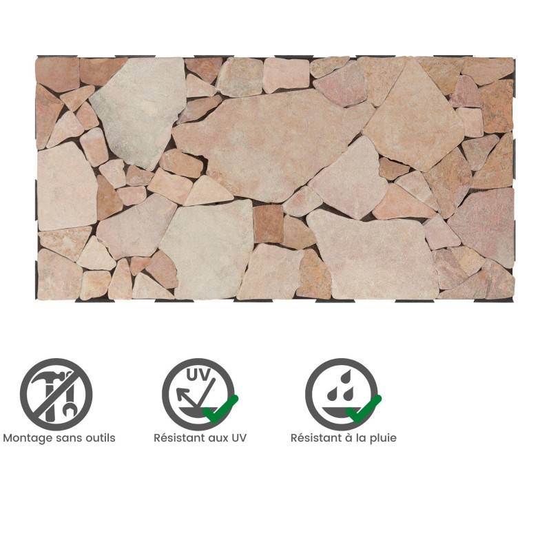 Dalle pierre mosaïque Snap & Go 30x60 cm (lot de 2) - Rose - Snap & Go - Image 3