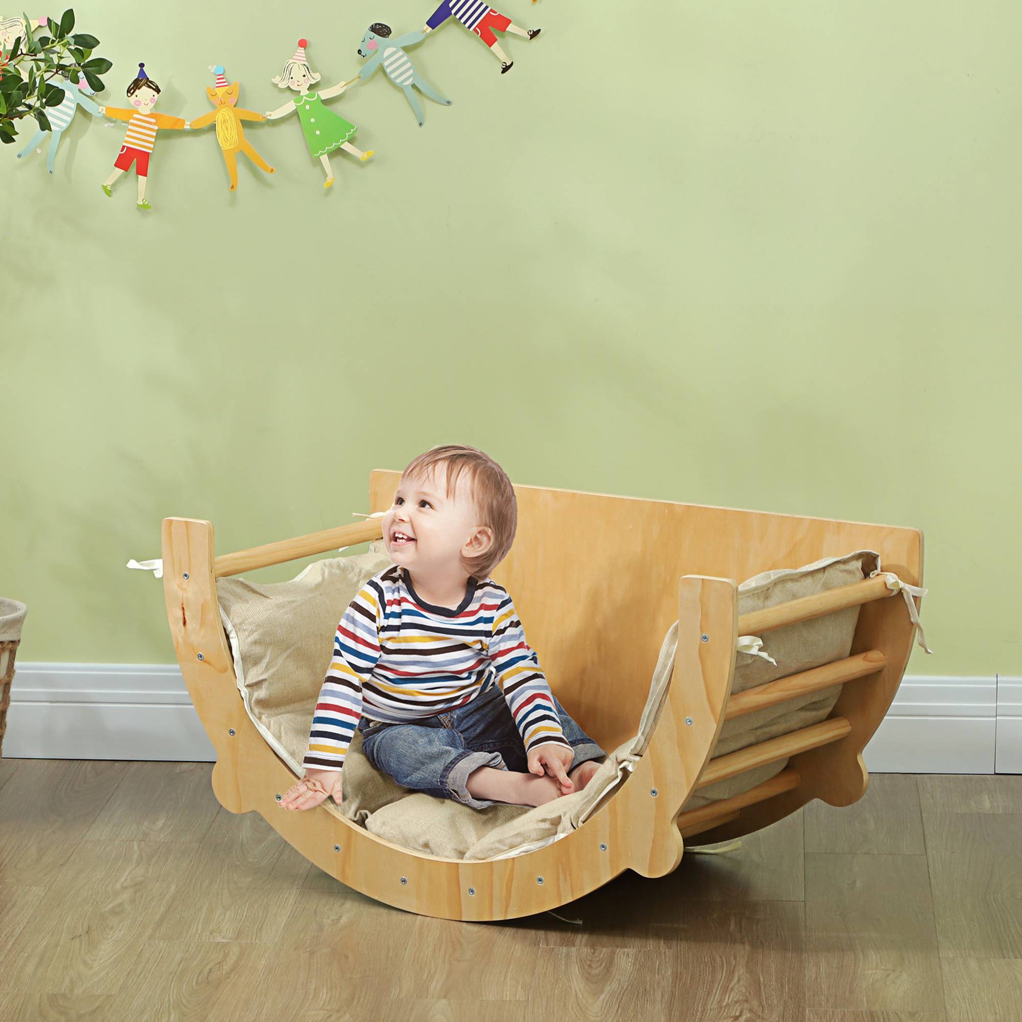 Arche escalade balançoire bascule échelle avec coussin enfant 1,5 à 4 ans 50 kg - Image 3