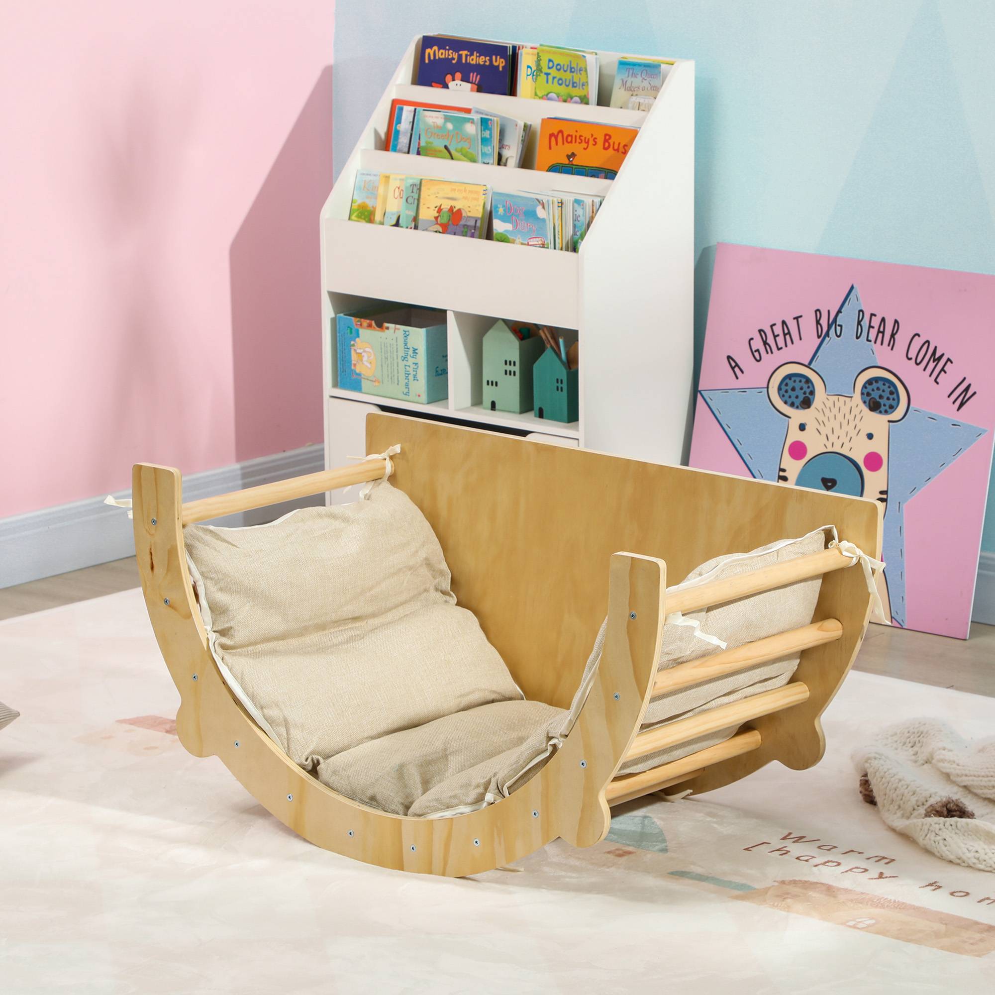 Arche escalade balançoire bascule échelle avec coussin enfant 1,5 à 4 ans 50 kg - Image 4