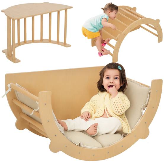 Arche escalade balançoire bascule échelle avec coussin enfant 1,5 à 4 ans 50 kg - Image 1