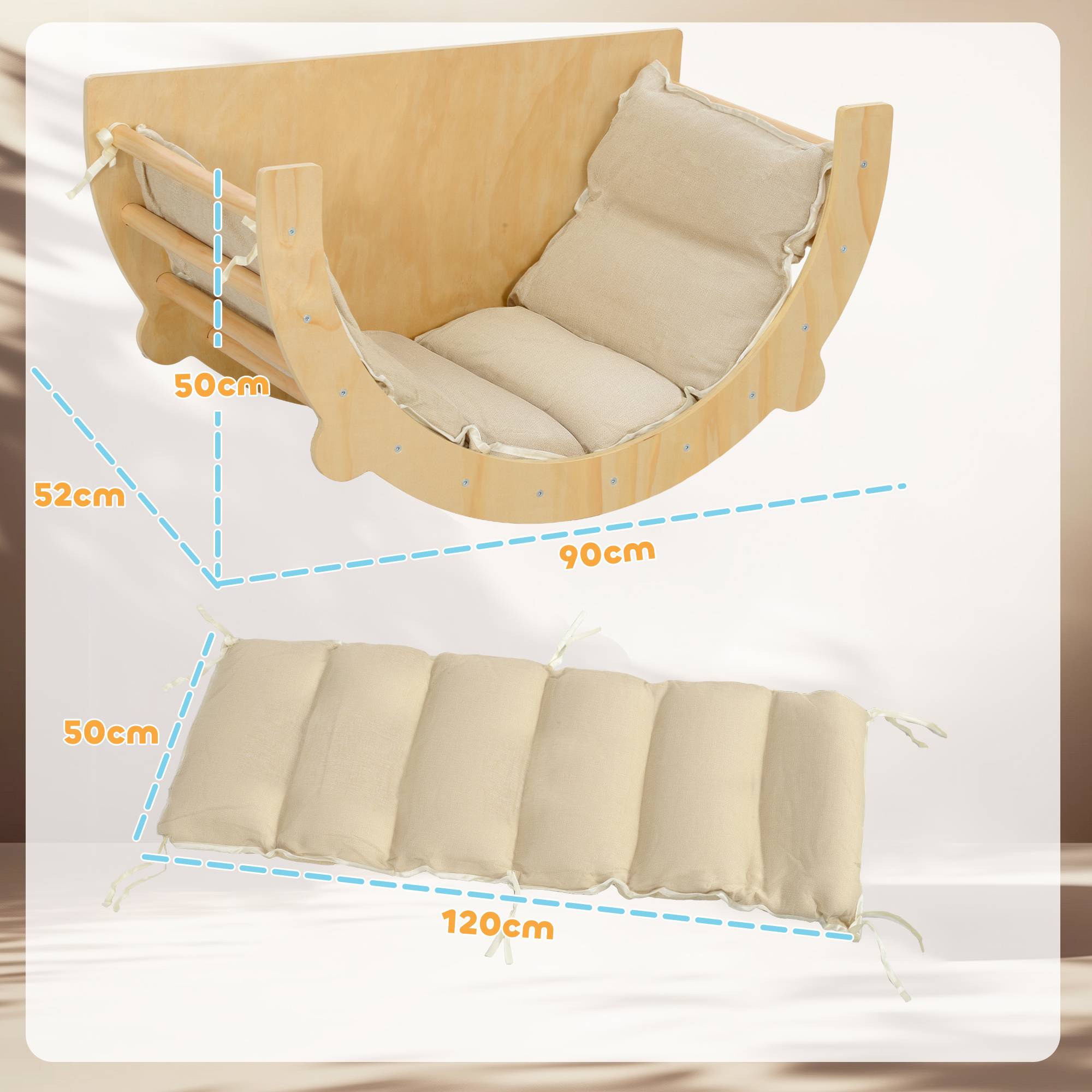 Arche escalade balançoire bascule échelle avec coussin enfant 1,5 à 4 ans 50 kg - Image 5