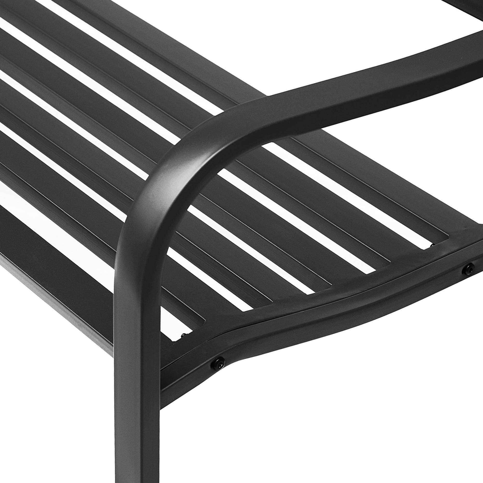 ComfortXL - Banc de jardin métal époxy pour terrasse et balcon assise à lattes 127cm noir - ComfortXL Outdoor Living - Image 10