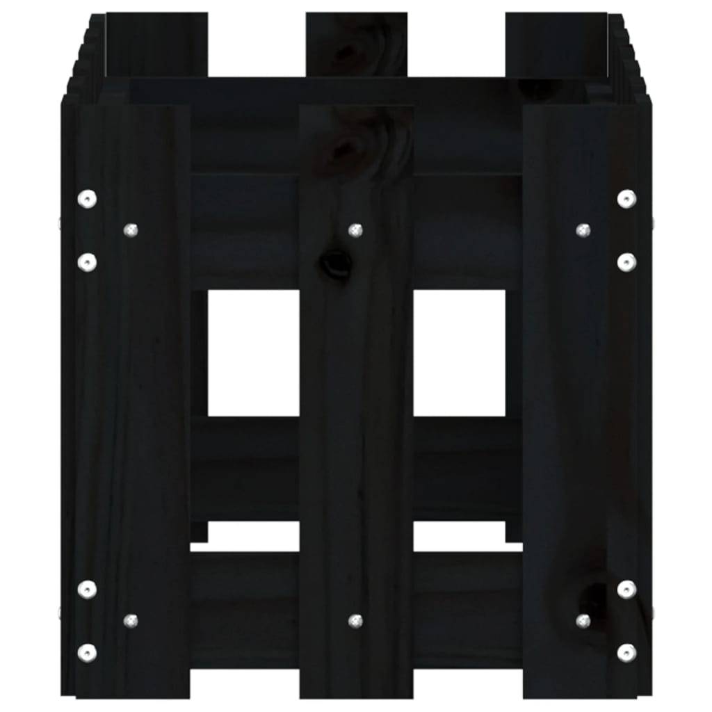 PANGIVO - Jardinière avec design de clôture noir 60 x 30 x 30 cm bois de pin massif - PANGIVO - Image 6