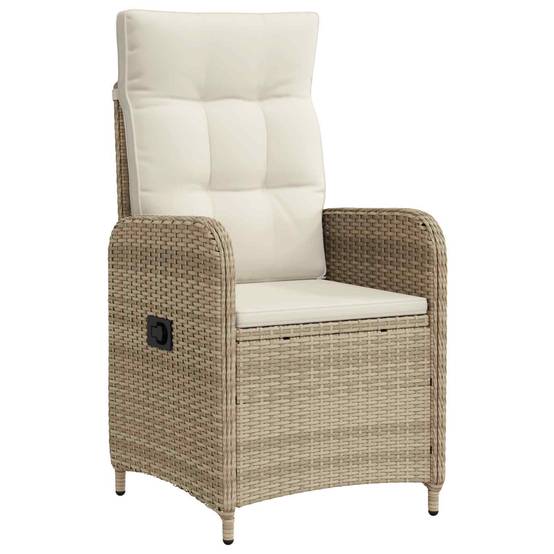 Chaise de jardin inclinable acier et polyester beige et blanc crème 57 x 63 x 94 cm - PANGIVO - Image 2