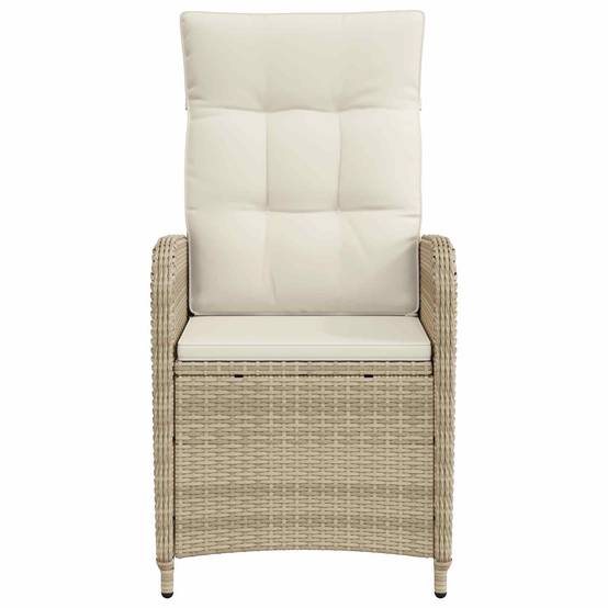 Chaise de jardin inclinable acier et polyester beige et blanc crème 57 x 63 x 94 cm - PANGIVO - Image 4