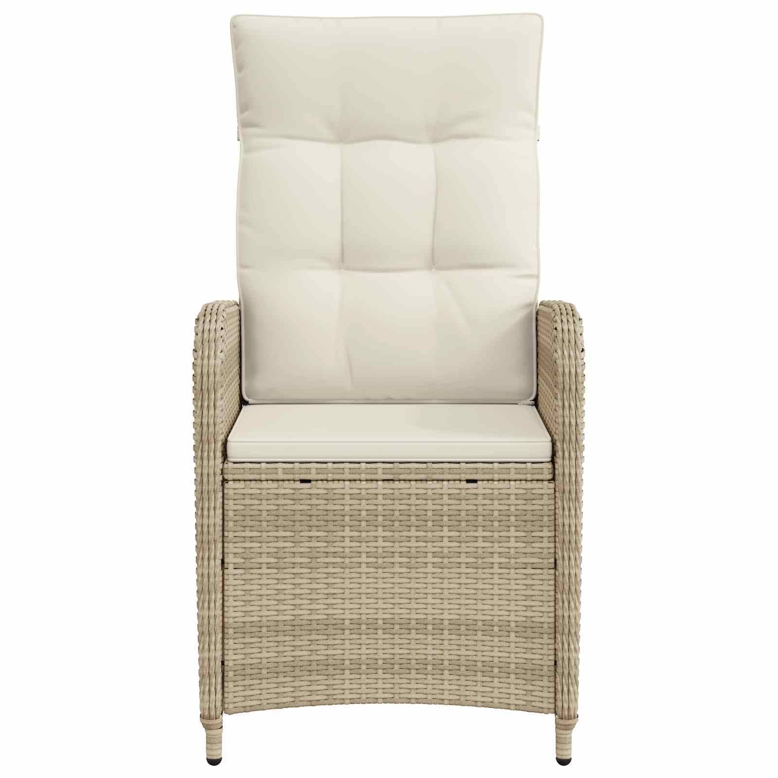 Chaise de jardin inclinable acier et polyester beige et blanc crème 57 x 63 x 94 cm - PANGIVO - Image 4