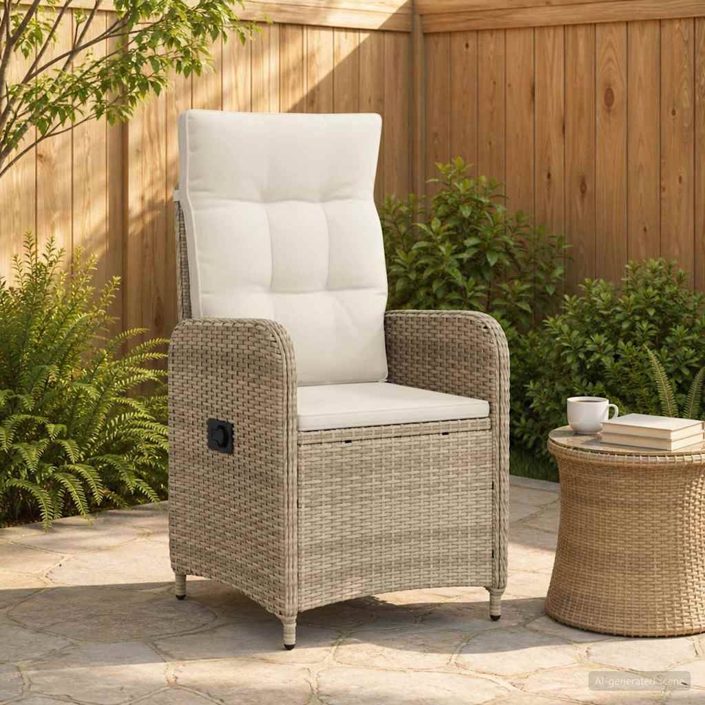 Chaise de jardin inclinable acier et polyester beige et blanc crème 57 x 63 x 94 cm - PANGIVO