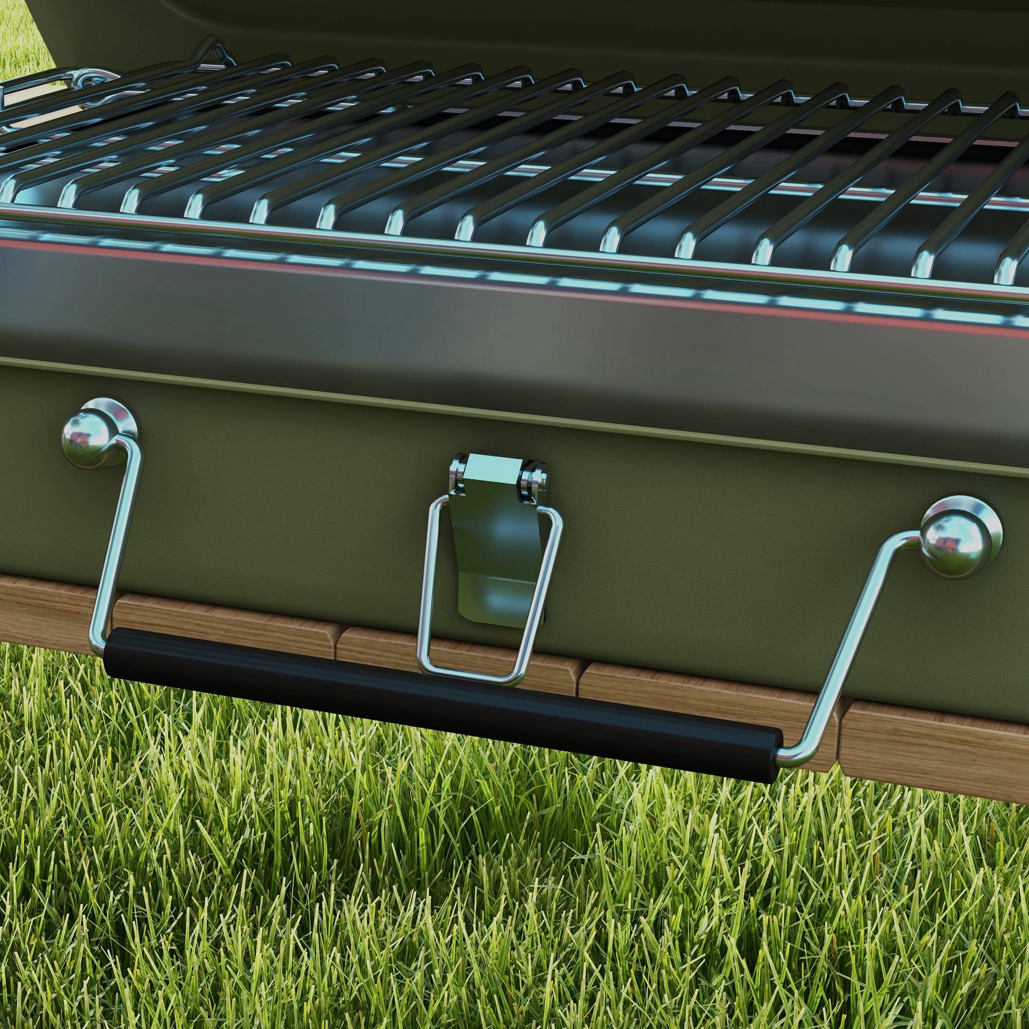 Outsunny - Mini barbecue à charbon portable pliable dim. 47L x 30l x 28H cm vert - Outsunny - Image 5