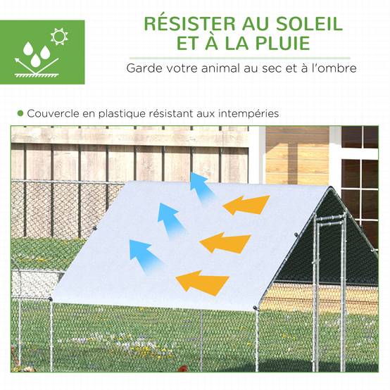 Volière pour volailles acier galvanisé gris 800 x 300 x 200 cm - PANGIVO - Image 6