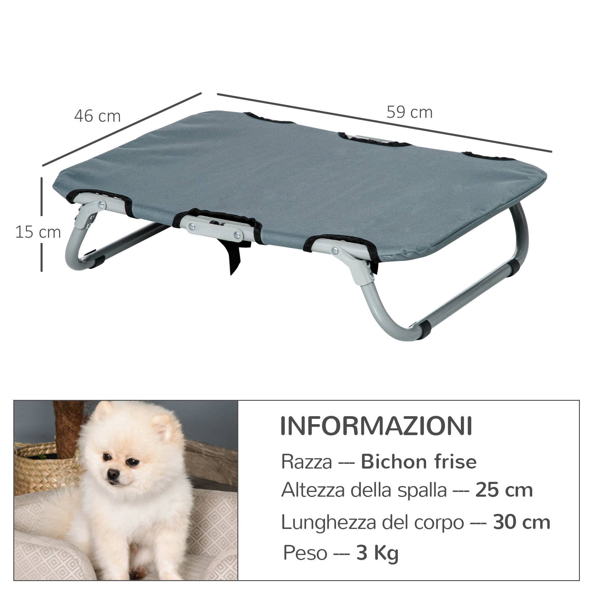ComfortXL - Lit pliant surélevé pour petit chien en acier et tissu Oxford 59 x 46 x 15 cm gris foncé intérieur extérieur - Image 3