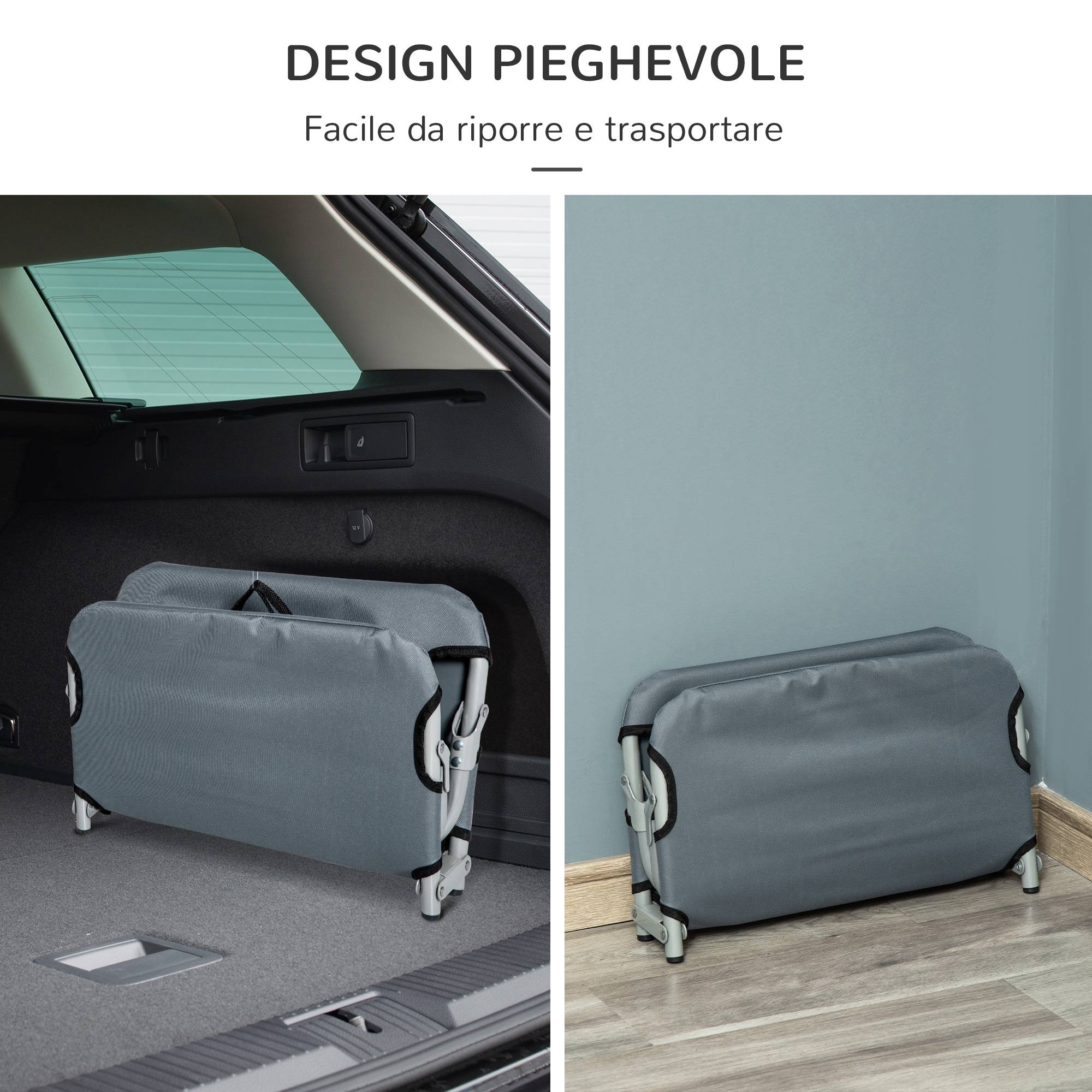 ComfortXL - Lit pliant surélevé pour petit chien en acier et tissu Oxford 59 x 46 x 15 cm gris foncé intérieur extérieur - Image 6