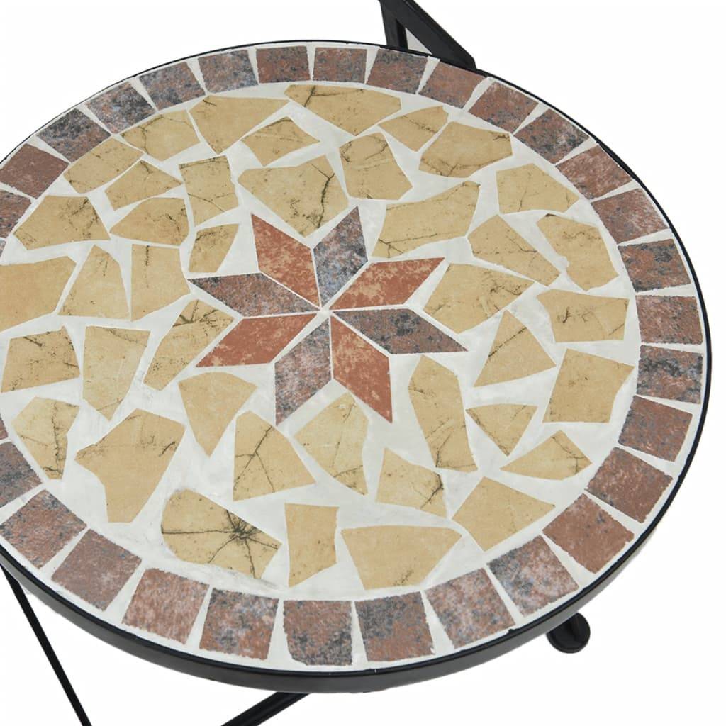 Set de 2 Chaises Bistro Pliantes en Fer Forgé et Mosaïque Céramique pour Extérieur Terre Cuite – ComfortXL Outdoor Living - Image 9