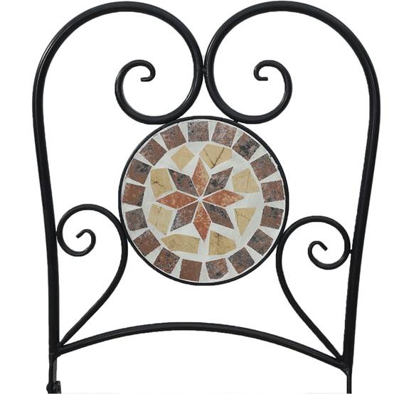 Set de 2 Chaises Bistro Pliantes en Fer Forgé et Mosaïque Céramique pour Extérieur Terre Cuite – ComfortXL Outdoor Living - Image 5