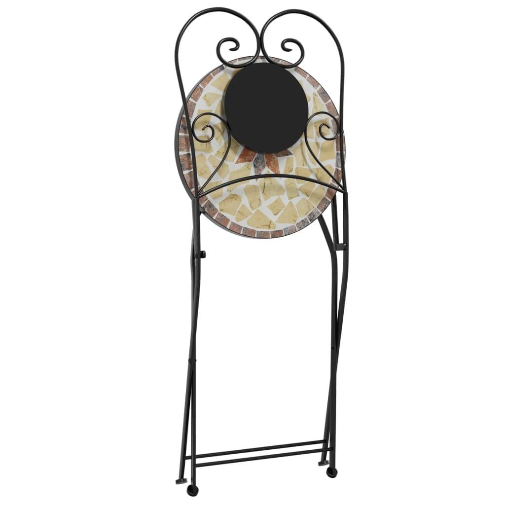 Set de 2 Chaises Bistro Pliantes en Fer Forgé et Mosaïque Céramique pour Extérieur Terre Cuite – ComfortXL Outdoor Living - Image 8