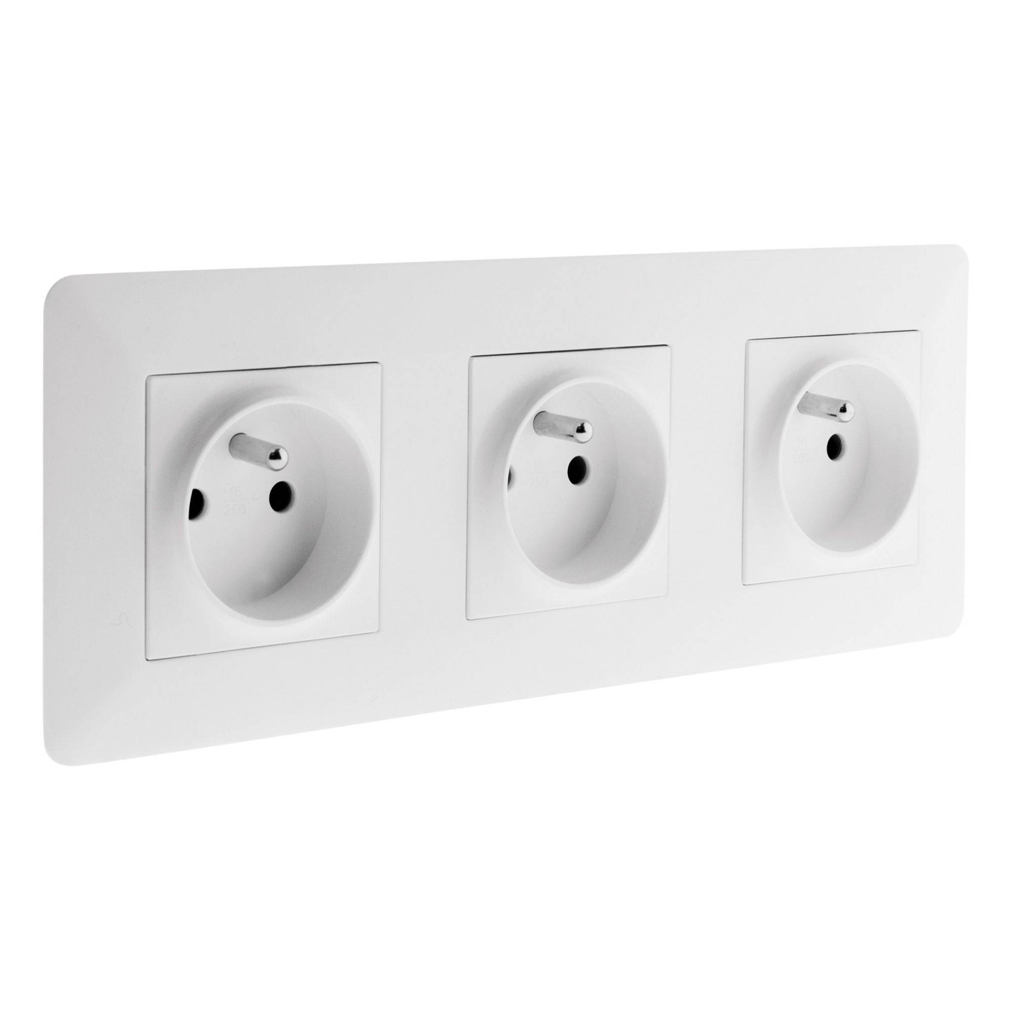 Zenitech - Triple prise 2P+T 16A précâblée Blanc Artezo