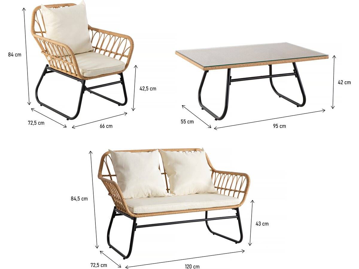 Habitat Et Jardin - Salon De Jardin Rotin "melo" - 4 Personnes - Blanc/marron -habitat Et Jardin - Image 3