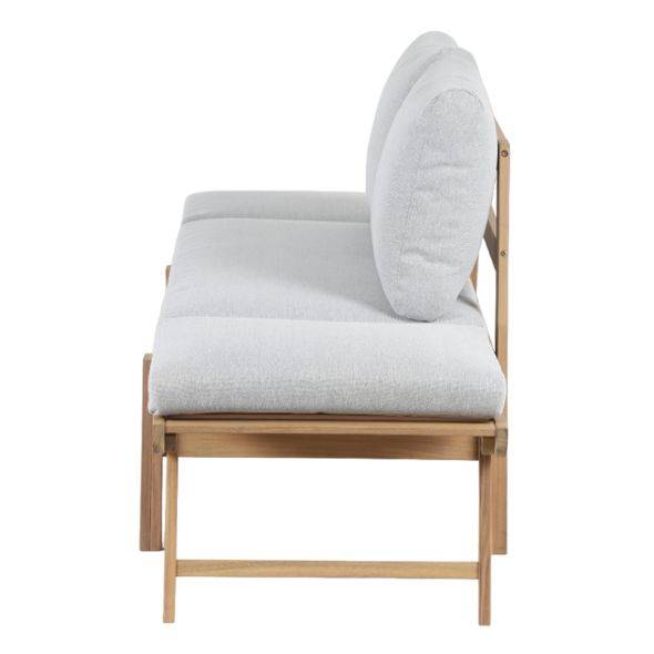 Banquette modulable MOLA en bois d'acacia coussins gris clair chiné Beau Rivage - Image 7