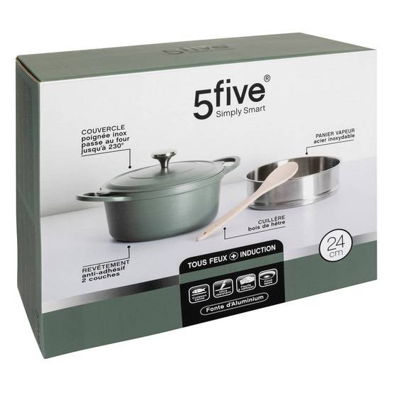 Cuiseur vapeur D24cm fonte d'aluminium vert - 5five - Image 2