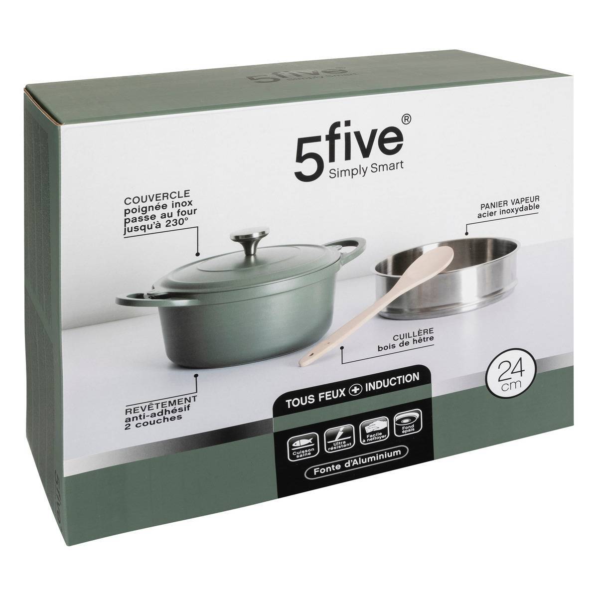 Cuiseur vapeur D24cm fonte d'aluminium vert - 5five - Image 2