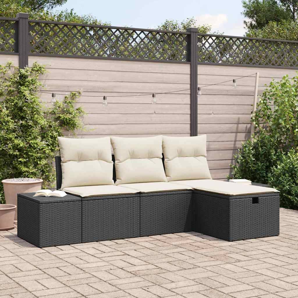 ComfortXL - Petit salon de jardin 4 places en poly rotin modulable pour balcon Noir – ComfortXL Outdoor Living