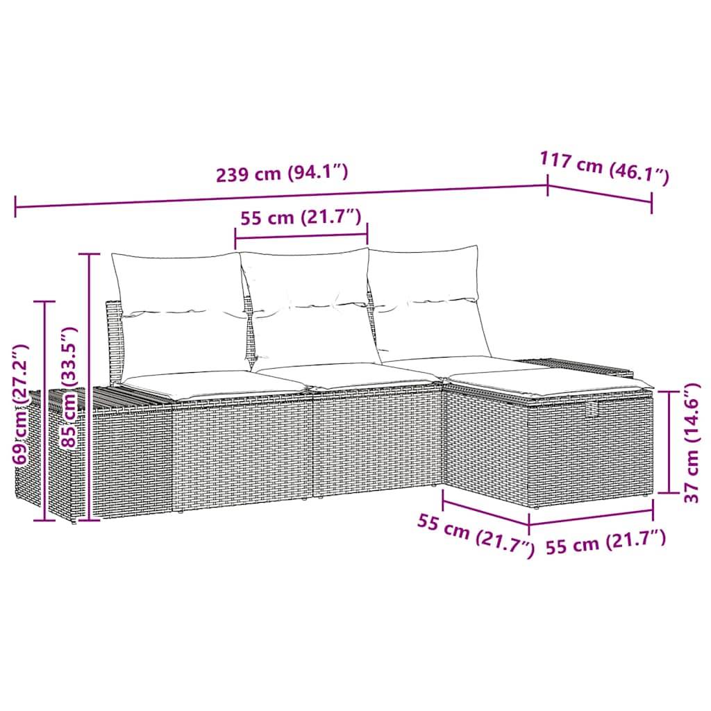 ComfortXL - Petit salon de jardin 4 places en poly rotin modulable pour balcon Noir – ComfortXL Outdoor Living - Image 9