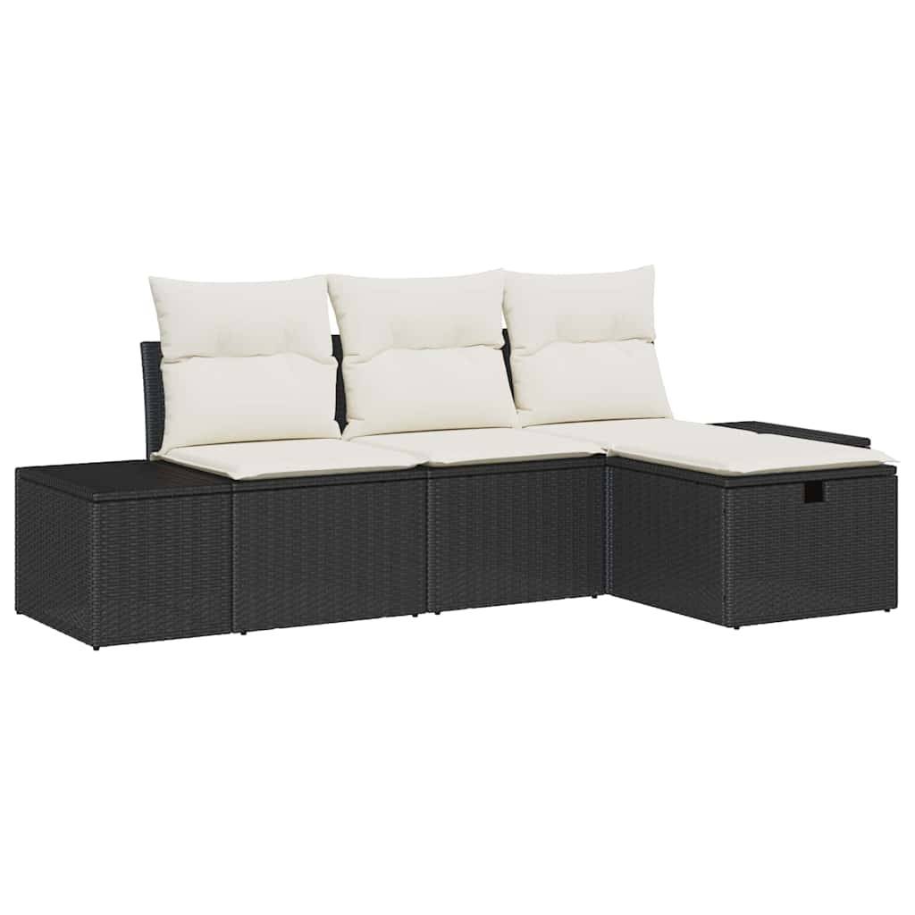ComfortXL - Petit salon de jardin 4 places en poly rotin modulable pour balcon Noir – ComfortXL Outdoor Living - Image 2