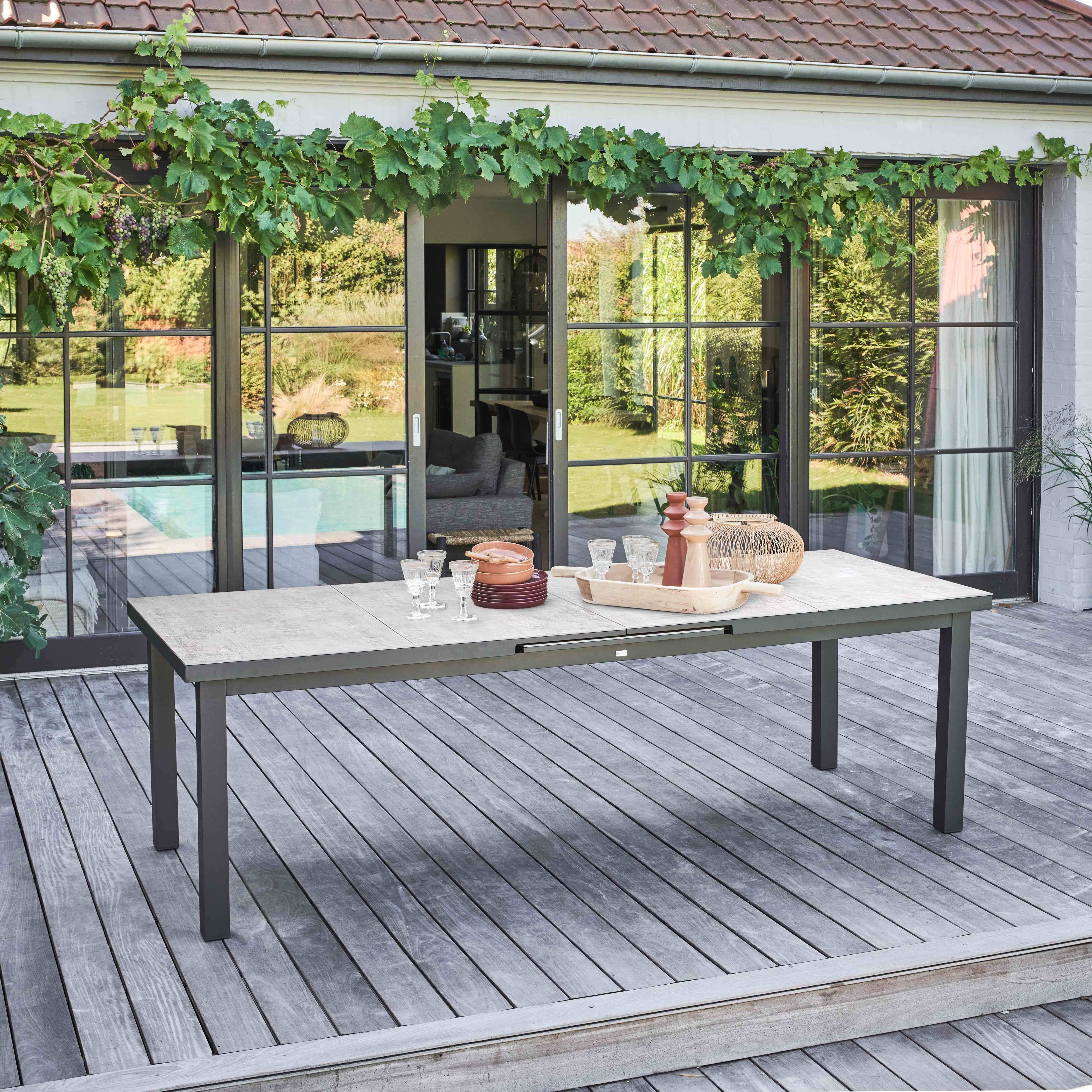 Oviala - Table de jardin rectangulaire extensible béton 12 à 14 places Melbourne - Oviala - Image 4