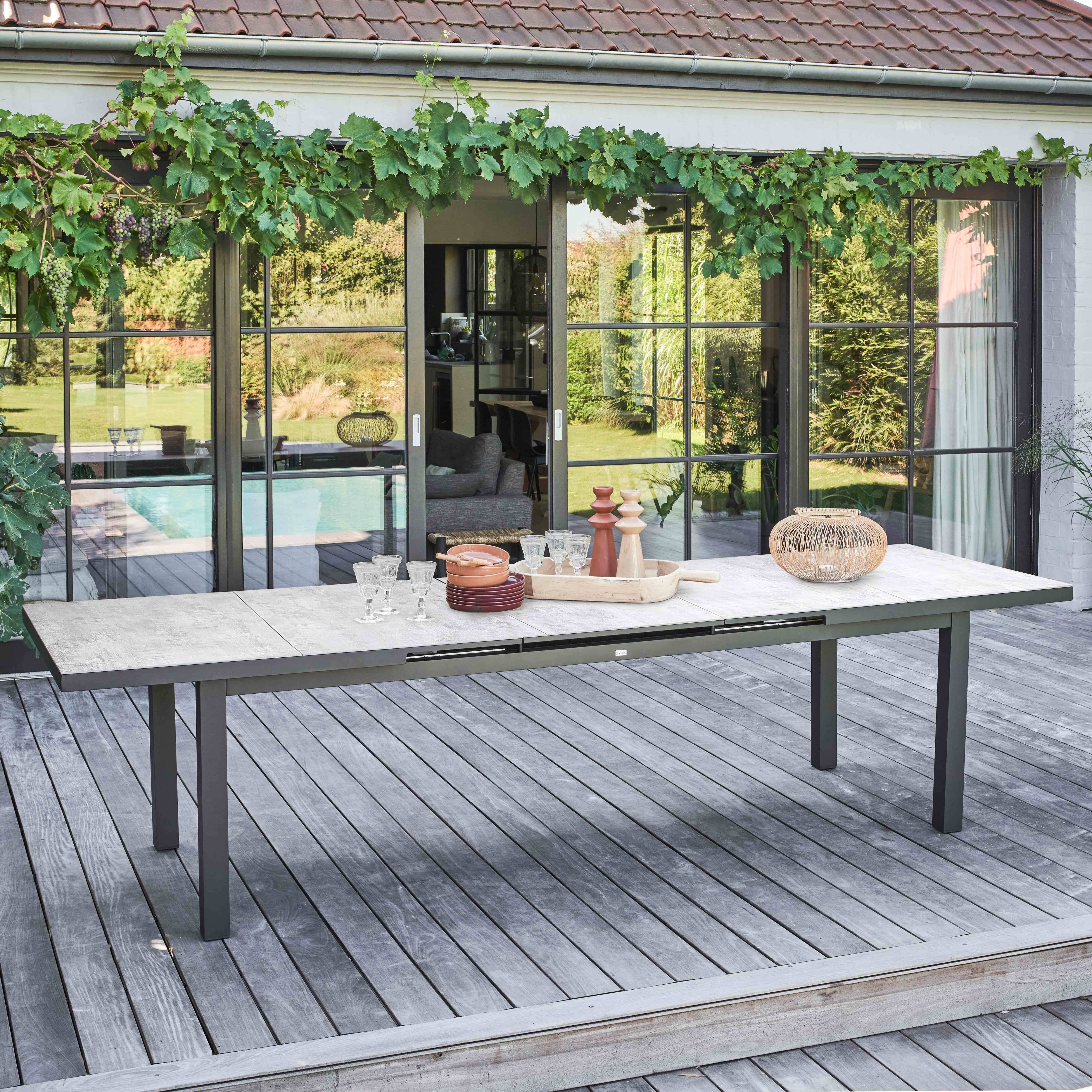 Oviala - Table de jardin rectangulaire extensible béton 12 à 14 places Melbourne - Oviala - Image 2