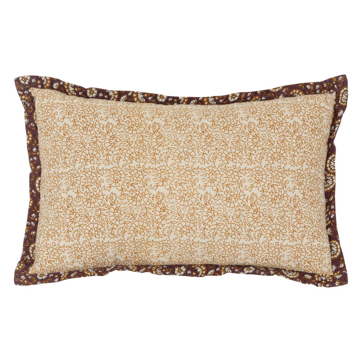 Atmosphera - Coussin décoratif réversible à volant Beige et Cannelle 38 x 58 cm - Image 1