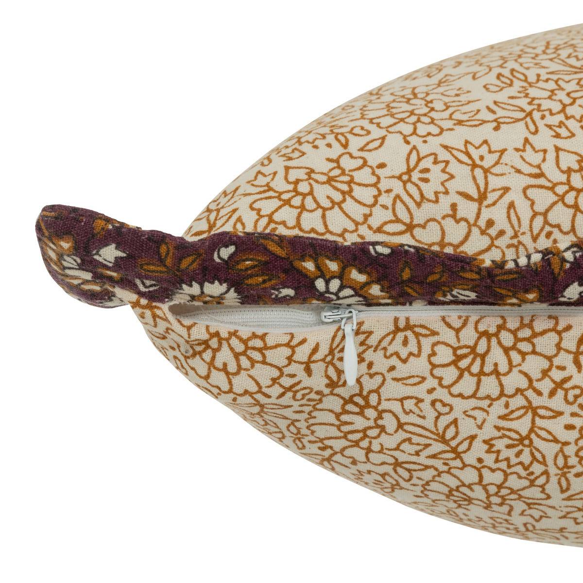 Atmosphera - Coussin décoratif réversible à volant Beige et Cannelle 38 x 58 cm - Image 3