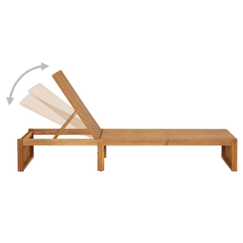 Helloshop26 - Transat chaise longue bain de soleil lit de jardin terrasse meuble d'extérieur 200 cm avec coussin bois d'acacia solide - Image 4