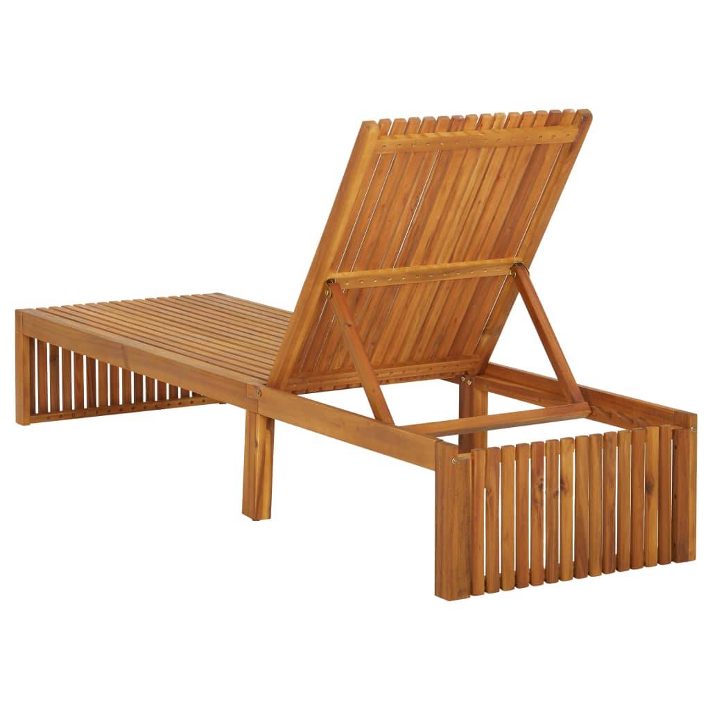 Helloshop26 - Transat chaise longue bain de soleil lit de jardin terrasse meuble d'extérieur 200 cm avec coussin bois d'acacia solide - Image 6