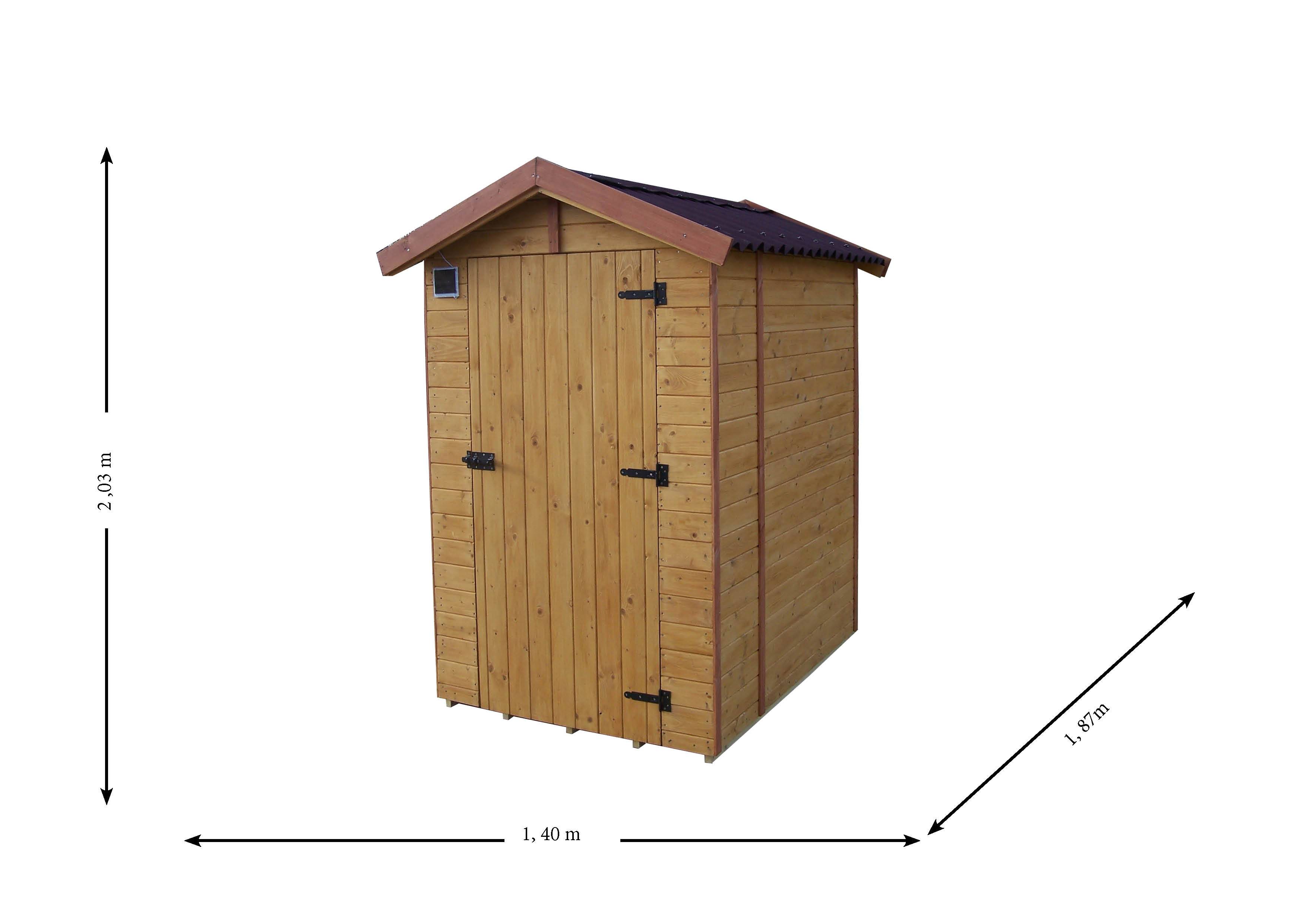 Habrita - Abri WC bois massif avec plancher / EDEN TOILETTES SECHES avec lave-mains  / surface ext : 2,62 m2 / toiture plaques ondulées plus grande longévité - Image 5