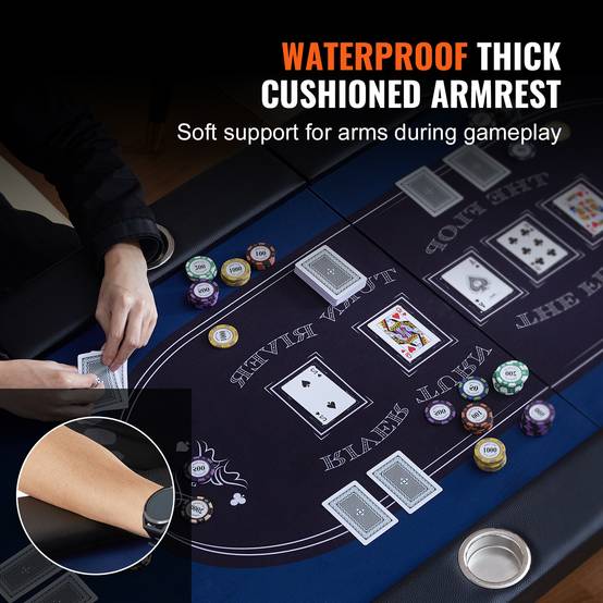 Vevor - VEVOR Table poker pliable 214 cm, 10 joueurs. Rails rembourrés, porte-gobelets. - Image 4