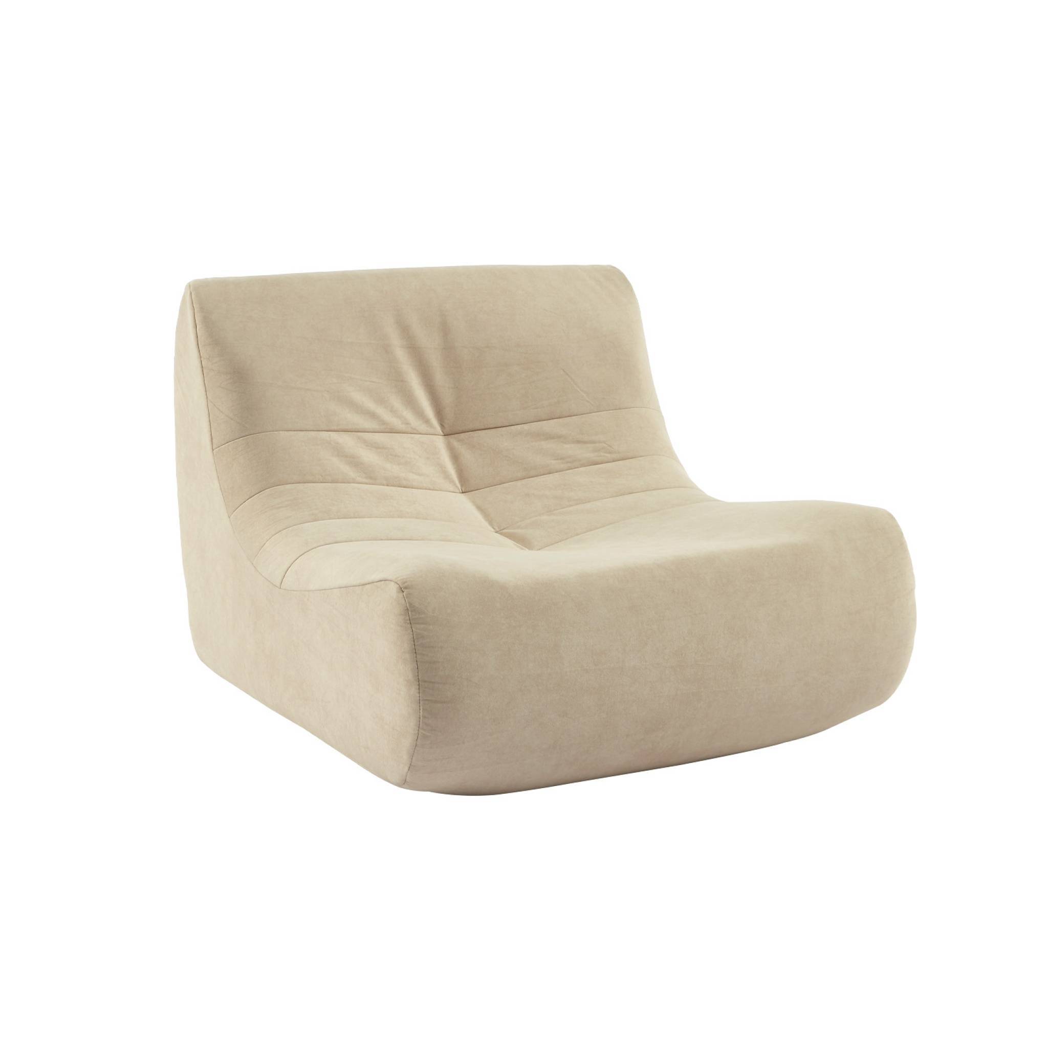sweeek - Fauteuil chauffeuse en velours style contemporain 1 place beige | sweeek - Image 2