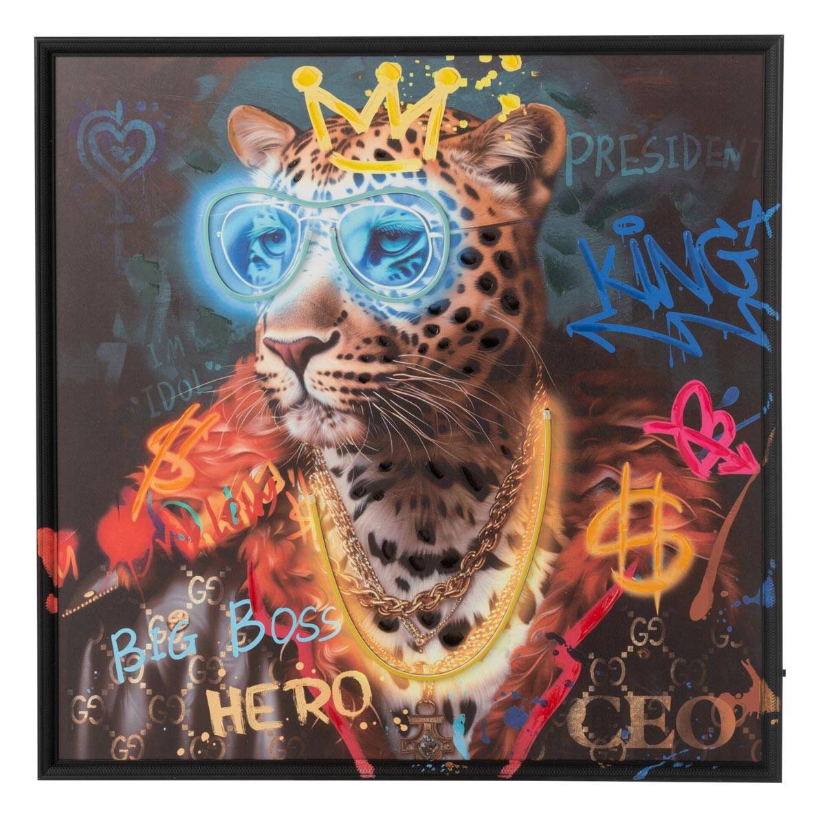 J-Line - Tableau à LED "Jaguar" 83x83cm Multicolore - Image 2