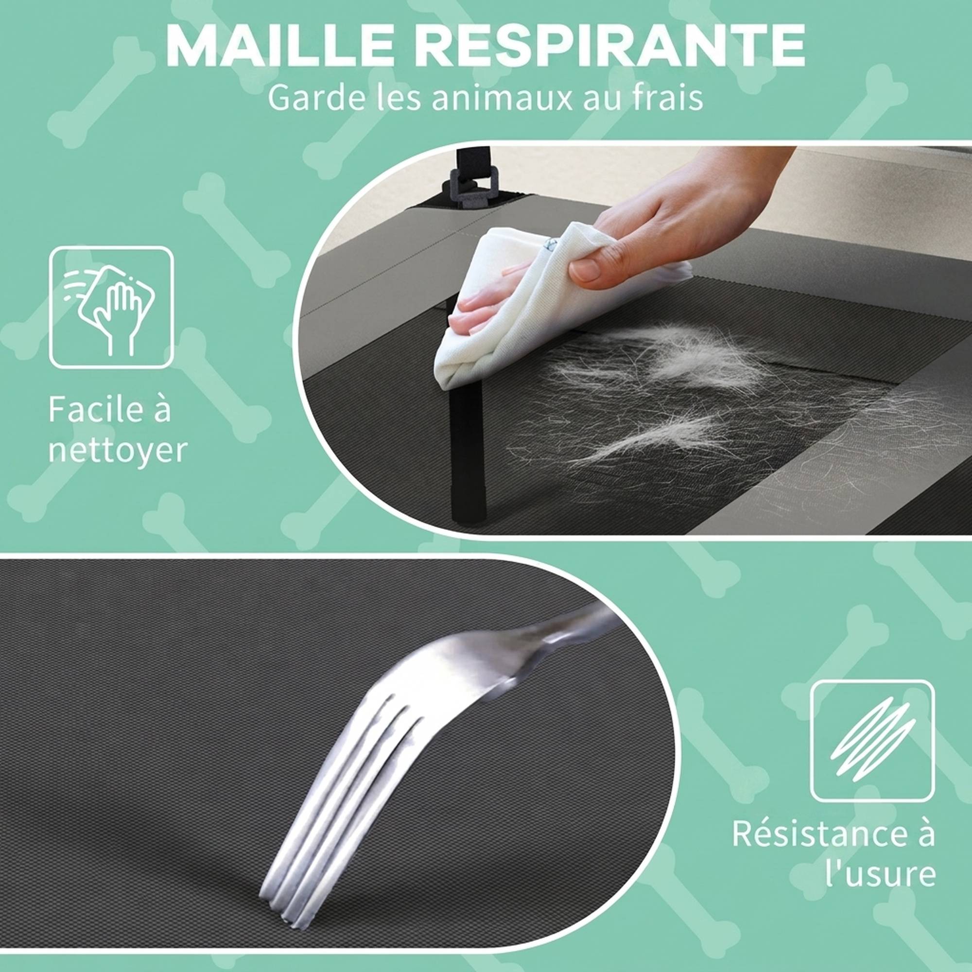 ComfortXL - Lit surélevé pour chien en acier et tissu Oxford gris clair 91 x 76 x 85 cm pour jardin avec auvent pare-soleil - Image 6