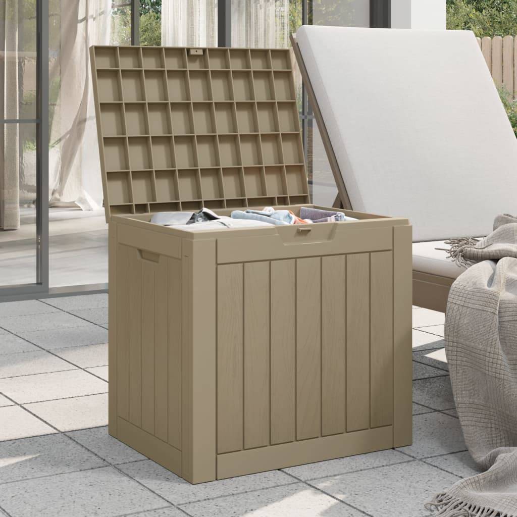 Boîte de Rangement Jardin Polypropylène Aspect Bois Verrouillable pour Outils Gris 118L – ComfortXL Outdoor Living - Image 3