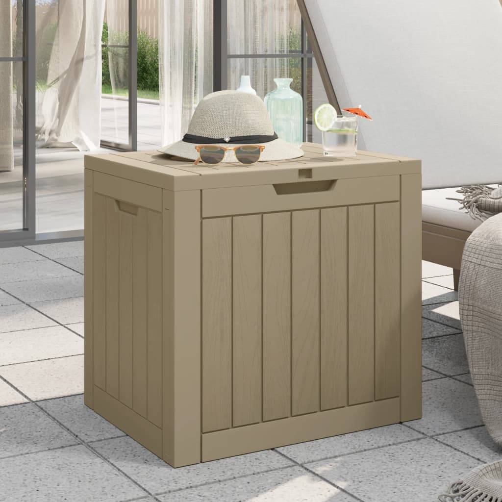 Boîte de Rangement Jardin Polypropylène Aspect Bois Verrouillable pour Outils Gris 118L – ComfortXL Outdoor Living - Image 1