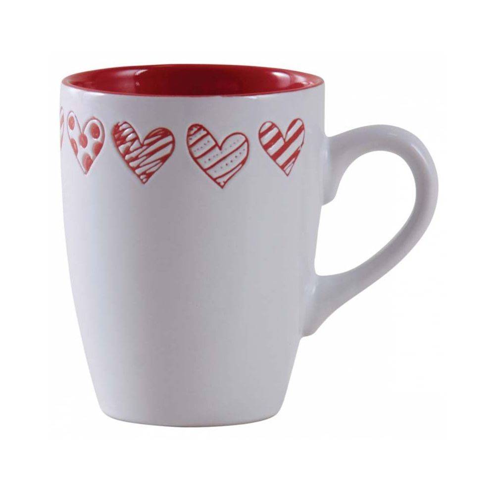Aubry Gaspard - Tasse en grès blanc avec coeur rouge (Lot de 6) - Image 2