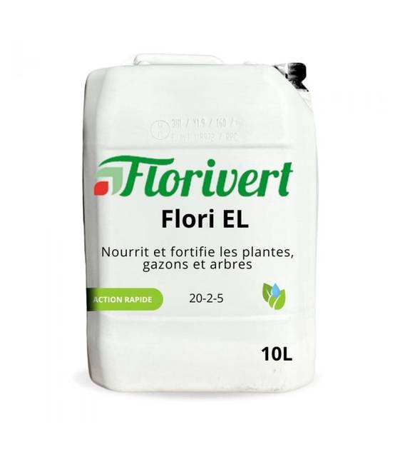 Engrais gazon Flori EL 20-2-5 10L libération lente, pour pelouses bien vertes - Florivert NEG00987 - Image 1