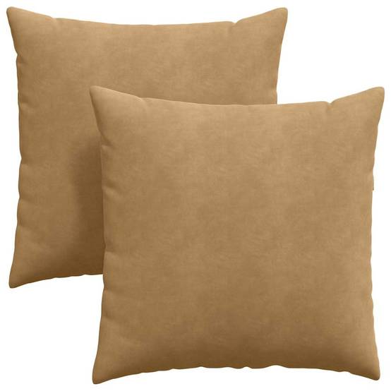 Paire de Coussins Moelleux Velours Côtelé Housse Amovible avec Zip pour Salon Marron 60x60 cm – ComfortXL Outdoor Living - Image 2