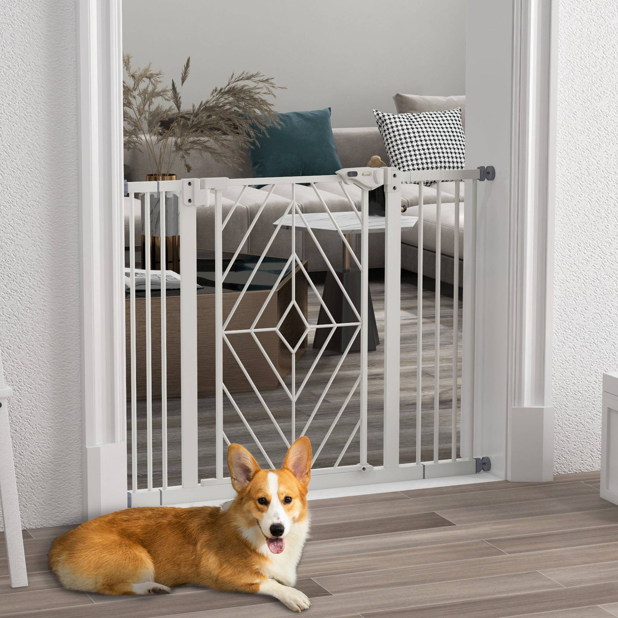 Sans Marque - Barrière de porte pour chien, 100x4x76 cm, blanc - Image 3