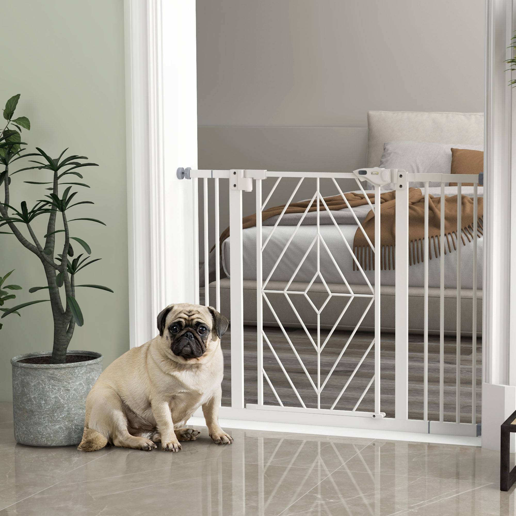 Sans Marque - Barrière de porte pour chien, 100x4x76 cm, blanc - Image 4