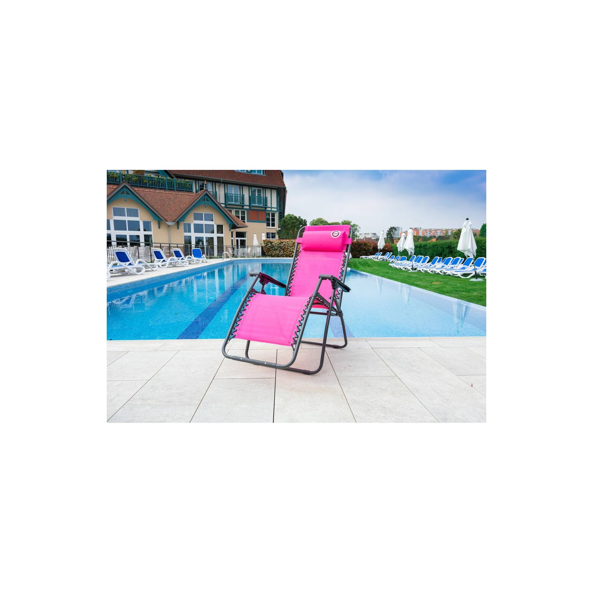 Lot de 2 fauteuils relax de jardin - O'Colors - Multi positions - Bleu et rose - Image 2
