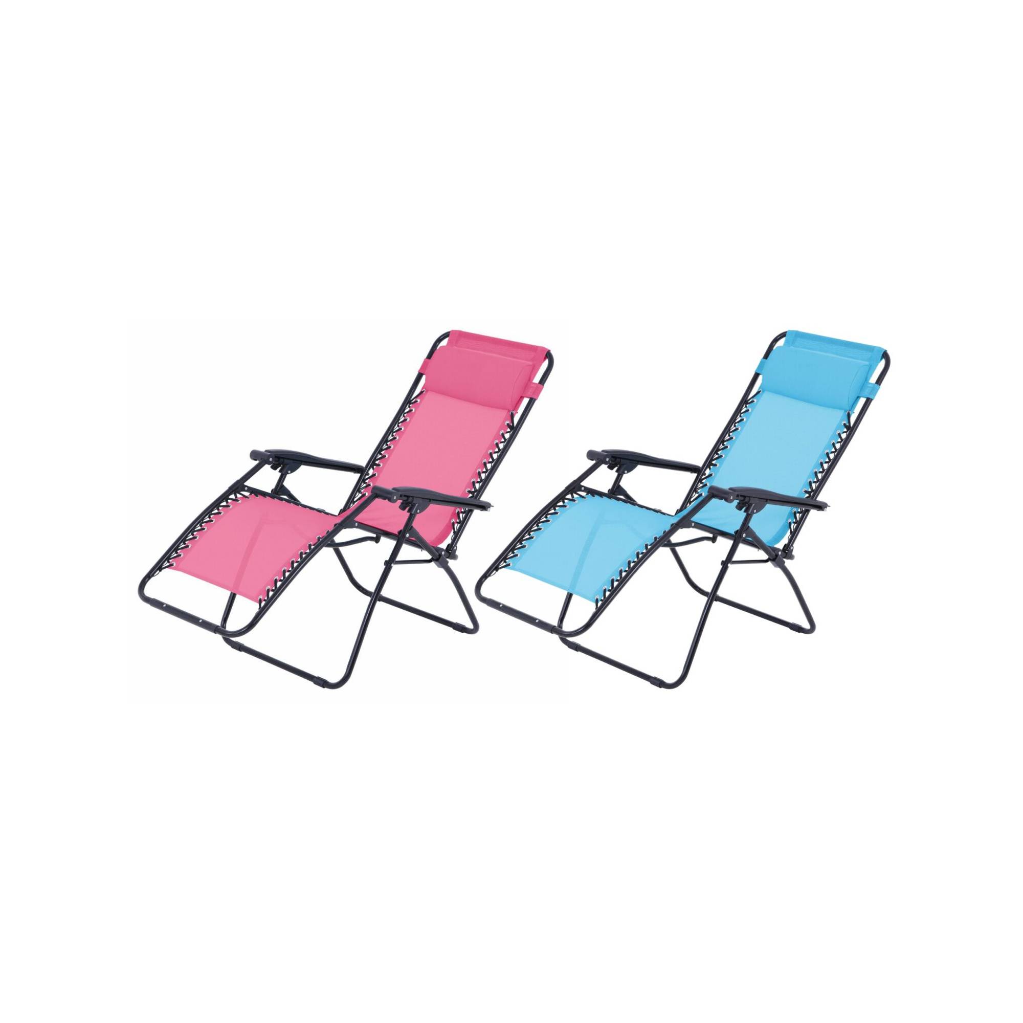 Lot de 2 fauteuils relax de jardin - O'Colors - Multi positions - Bleu et rose - Image 1